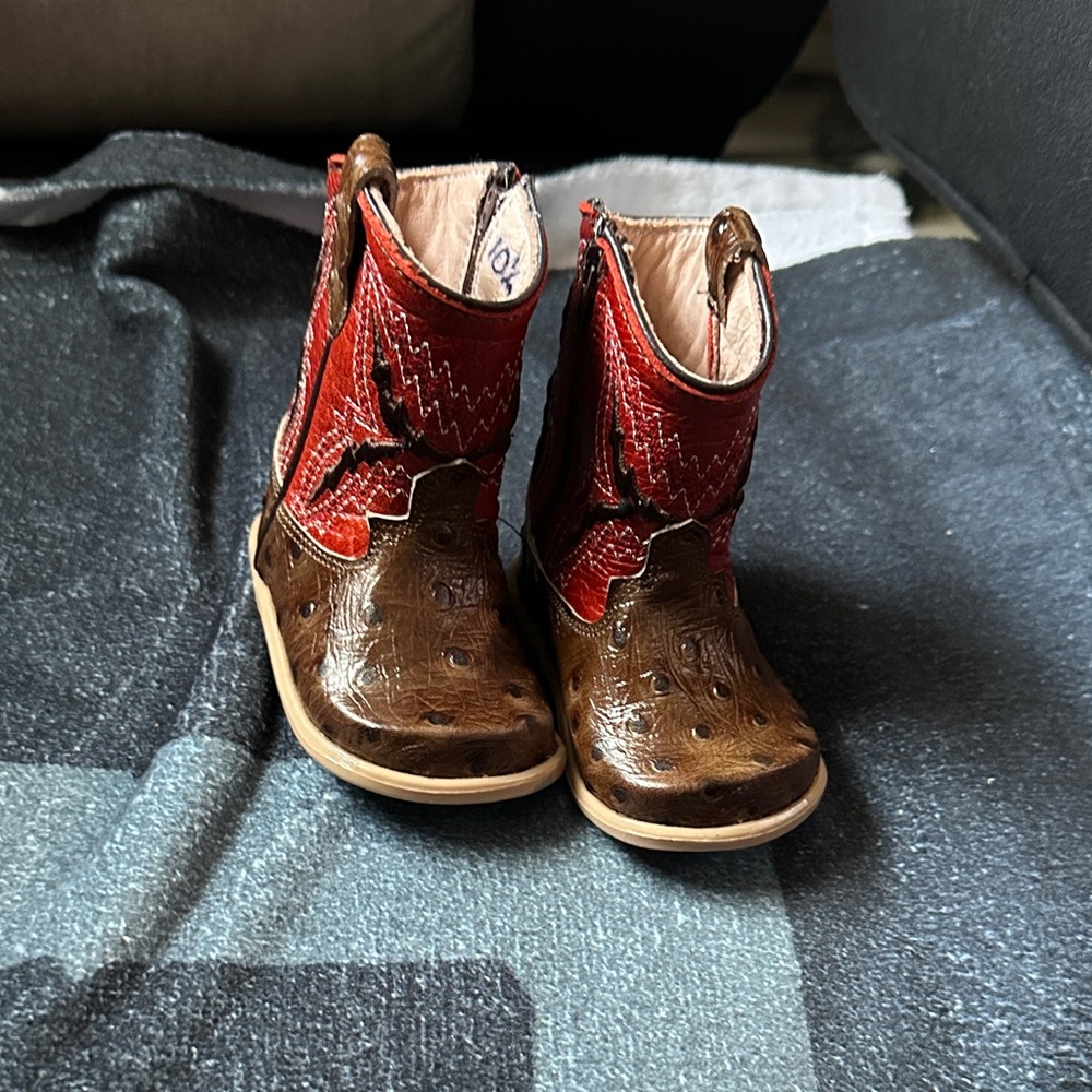 Kids Brown and Red Cowboy Boots